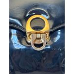 American Vintage American VTG 50's Lewis top handle envelope patent glossy black gold clasp bag Photo 5