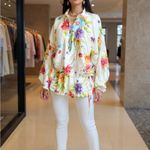 Escada sport floral silk blouse Floral Print Women's Top size 38 Escada blouse Red Photo 1