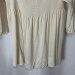 Allen B Schwartz Lrg Beige Neutral Off Shoulder Smocked Peplum Babydoll Milkmaid White Size L Photo 2
