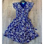 Draper James  RSVP blue floral ruffle wrap dress M Photo 2