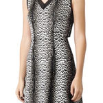 Reiss Stella Leopard Print Silk Black Gray White V-Neck Split Back Size 4 Photo 0