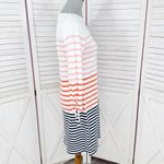 Nautica Striped Tie Sleeve Shirt Shift Dress White Coral Small Photo 3