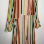 We Are LEONE Contrast Maxi Cardigan Striped Tie Dress Womens Large Medium Silk Pink Photo 6