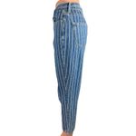American Eagle  Womens Blue Denim Striped High Waist Crop Mom Jeans Pants Size 2 Photo 1