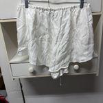 Maeve  Shorts Anthropologie White Silky Chemisette Ivory Flowy Elastic Waist Photo 2