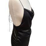 None Satin Drawstring Long Black Maxi Dress Size Large Photo 2