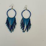 Blue and Purple Chandelier Earrings with Beaded Fringe Photo 1
