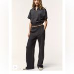 ZARA NWT 2 piece matching pants set charcoal gray zipper front collared top Photo 9