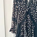 Self Portrait  Black Twist Front V Neck Ditsy Floral Mini Swing Skirt Dress 2 Photo 3