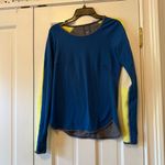 Lululemon Runder Under Reversible Long Sleeve Top in Blue, Grey, & Yellow Photo 2