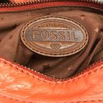 Fossil  Explorer Crossbody‎ Bag Orange Pebbled Leather Zip Top Purse Pockets FLAW Photo 12