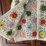 Vintage Hand Loomed Floral Embroidered Cardigan Sweater Sèzane Vibes 🩵 Red Size M Photo 4