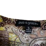 Ava & Grace Patchwork Paisley Collared Button Shirt Women Size S Yellow Brown Photo 5