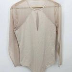 Abercrombie & Fitch Bodysuit Women XL NWOT Cream Nude Long Sleeve Sheer Mesh Photo 0