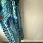 Hale‎ Bob XS Tall Blue Green Boho Maxi Dress Tie Neck Beach Vacation Resortwear Photo 10