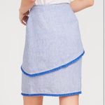 J. McLaughlin  Mallorca Linen Asymmetrical-Layer Blue & White Striped Skirt‎ Photo 1