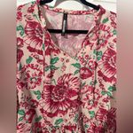 Tracy Reese  Red and Green Floral Blouse S Photo 4