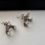 Eagle Claw Stud Earrings for Men Women,Streetwear Punk Hip Hop Unisex Style Silver Photo 2
