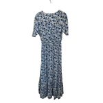 Abel the label  Blue White Floral Midi Dress L Wrap V Neck Cottagecore Boho Photo 2