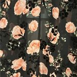 Torrid Black Floral with Flocked Velvet Detail Longline Kimono Duster Coverup Photo 7