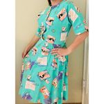 Vintage Maui Hawaii Women's Postcard Dress Teal Aqua Blue Photo 1