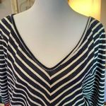 Umgee v-neck striped drawstring drop waist, drop shoulder top. Photo 2
