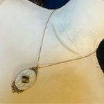 Handmade Handcrafted cowhide vintage gem cameo pendant on chain necklace Photo 1