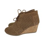 Toms  Desert Wedge Suede Perforated Leather Ankle Booties Heel‎ Cork Women's 10 Photo 1