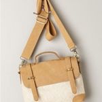 Anthropologie [] Jesslyn Blake Tan Cream Suede Messenger Crossbody Satchel Bag Photo 0