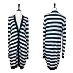 Soma Sweater Long Cardigan Button Front V-neck Black White Stripes Women’s Large Photo 11