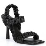 Gianni Bini Vanya Scrunched Square Toe Black Leather Heels Photo 0