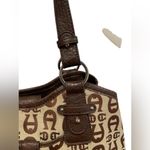 Etienne Aigner Ettiene Aigner Tan & Brown Canvas Shoulder Bag Photo 3