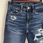 American Eagle Women's High Rise Jegging Crop Blue Jeans Size 00 destroyed Photo 4