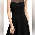 Line Mesh Fit & Flare Mini Black Skater Dress Women's Size S Photo 0