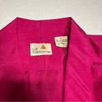Liz Claiborne Vintage Fuchsia Satin Blouse Long Sleeve Button Up V-neck Size 6 Photo 3
