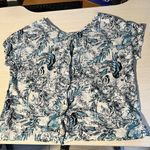 Tahari  S 100% Linen Shirt Blouse Top Floral Button Back Beach Vacation Cruise Photo 6