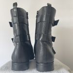 Rebecca Minkoff  Black Leather MOTO Boots Sz 7 Buckles Full Zipper Heel Great Con Photo 3