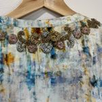Soft Surroundings Embellished Peasant Top M Boho Floral Tunic Sparkle Beaded Photo 4