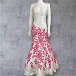 Ellie Wilde  Mon Cherie‎ White Pink Floral Embroidered Mermaid Prom Dress Photo 2