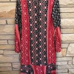 Somedays Lovin SOMEDAYS LOVING Burn in Love Black and Red Print Bell Sleeve Midi Dress Medium Photo 5
