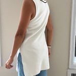 Athleta  On the Town Cream with Black Trim Ribbed Knit Sweater Tunic Top Size M Photo 13