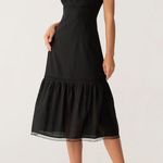 Rihoas Black Square Neck Ruched Slip Midi Dress Size XS Photo 3