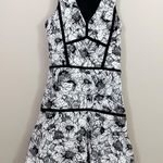 Parker Yonkers Combo Floral Fit & Flare Black/White Sleeveless Mini Dress Photo 2