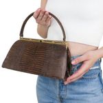 Vintage 50s Roos Atkins Brown Lizard Handbag Photo 0