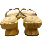 Retro Vis a Vie Gold Leather Wood Slide Sandals Size 9 Gold Photo 3
