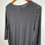 J.Jill  Womens Long Line Slub Knit Top Large Black Split Sides 3/4 Sleeve Stretch Photo 1