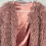 Cupshe  Pink Soft Fringe Open Front Lined Jacket Size Small EUC Photo 3