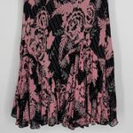 Dress Barn Floral Midi Skirt Size Small Pink Black Flounce Hem Boho Feminine Y2K Photo 6