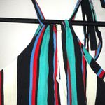 Eloquii Multicolor Striped Halter Tie Neck Cold Shoulder Top Photo 7