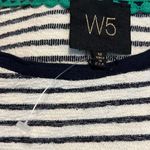 W5  size medium short sleeve black ivory striped blouse black lined neck NWOT Photo 5